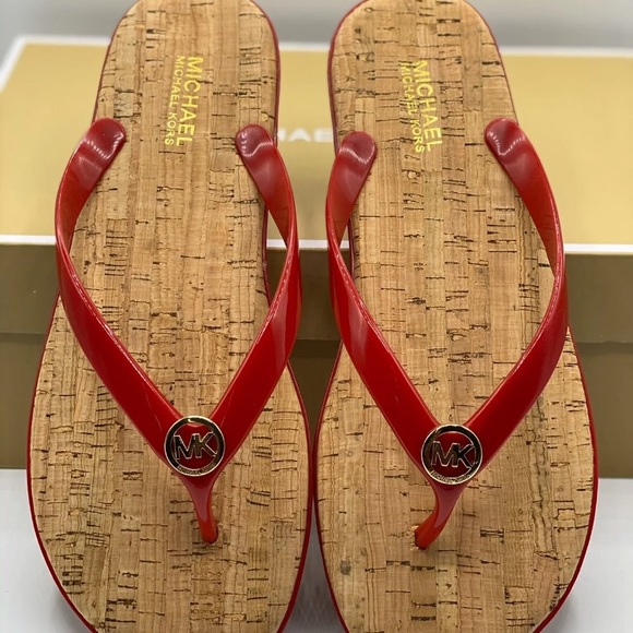NWT Michael Kors Jelly Flip flops Red - Picture 6 of 7